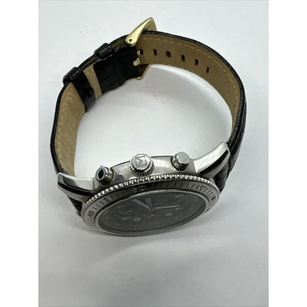 Michael Kors MK8018 Men's Black Leather Analog Dial Quartz Genuine Watch JNA851